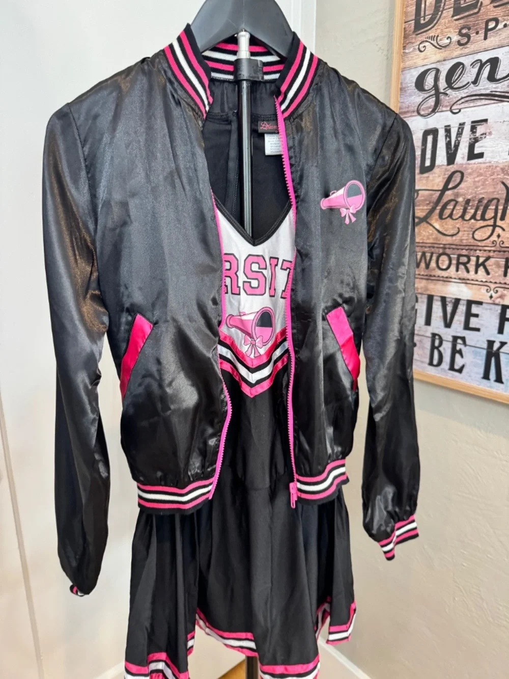 NWT Dreamgirl Varsity Cheerleader Costume Black Pink 5-Pc Set - Size Small